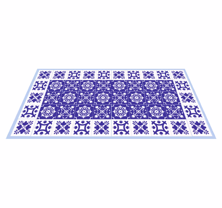 Blue Ceramic Pattern bathroom mat - TenStickers