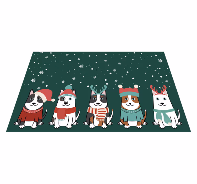 Festive Dogs Ensemble christmas rug - TenStickers