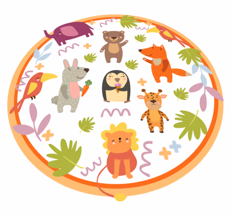 Circular Jungle Safari kids carpet - TenStickers