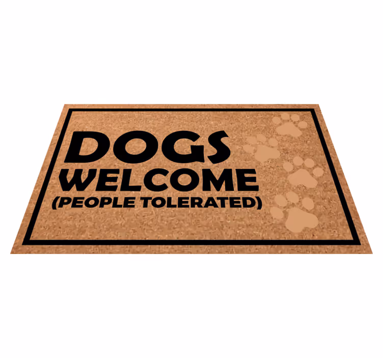 Dogs Welcome Sign quote rug - TenStickers