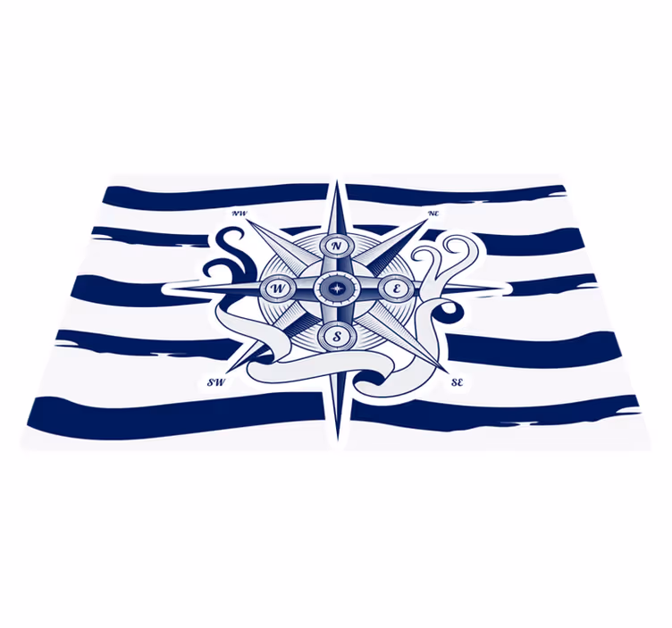 Map rug nautical compass design for home decor - TenStickers