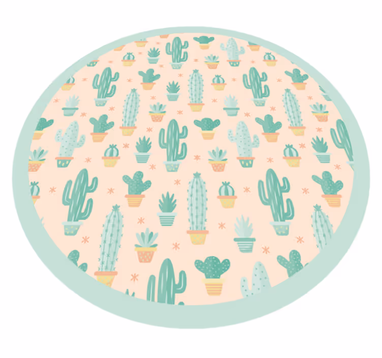 Cacti Circular Pattern kids carpet - TenStickers