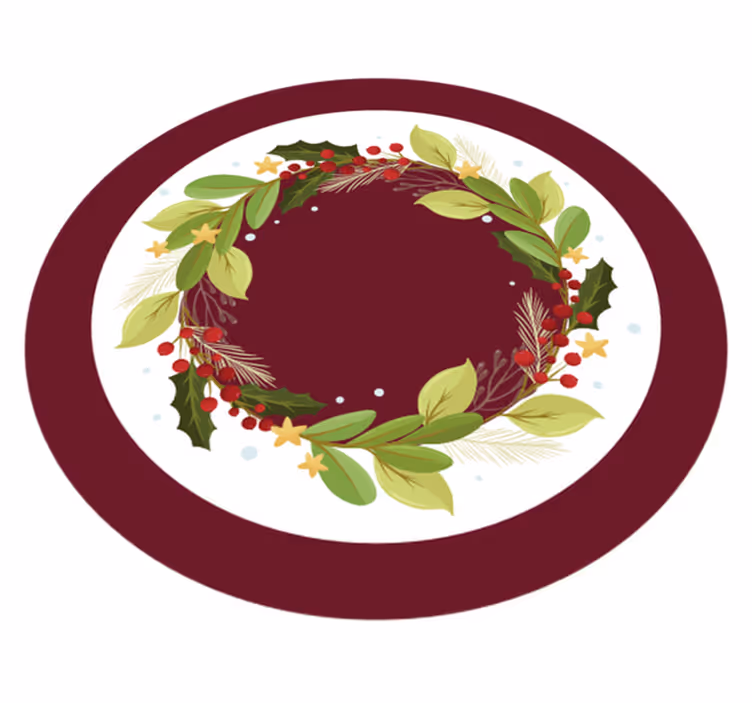 Festive Wreath Circle christmas rug - TenStickers