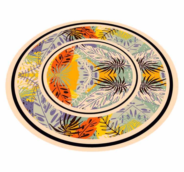 Botanical Circular Motif floral rug - TenStickers