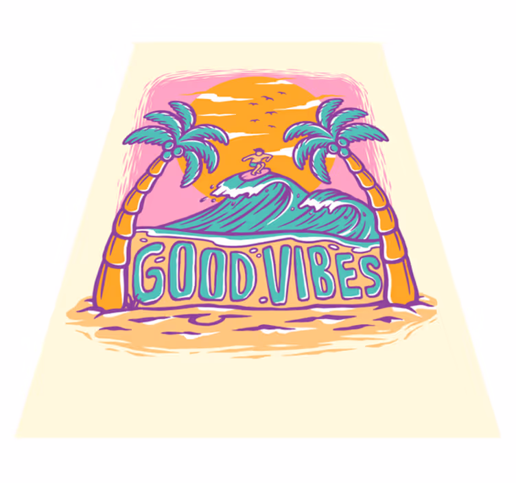 Good Vibes Surf teenage bedroom rug - TenStickers