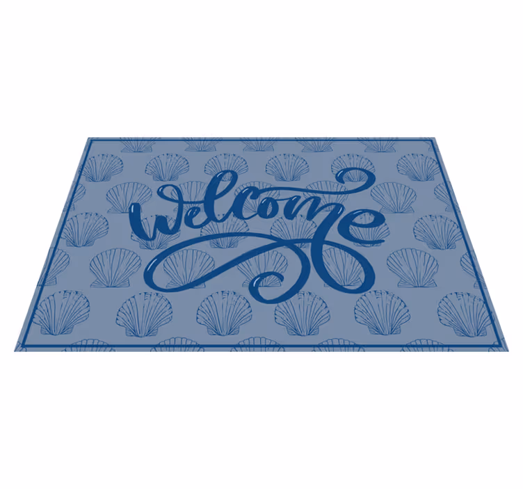Seashell Welcome Script quote rug - TenStickers