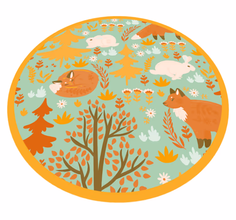 Forest Friends Circle nursery rug - TenStickers