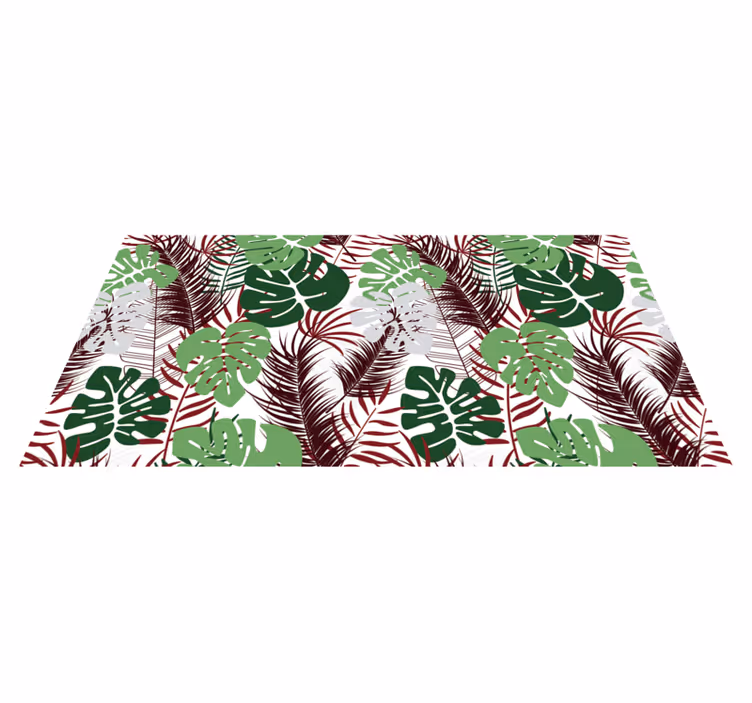 Tropical Foliage Overlay floral rug - TenStickers