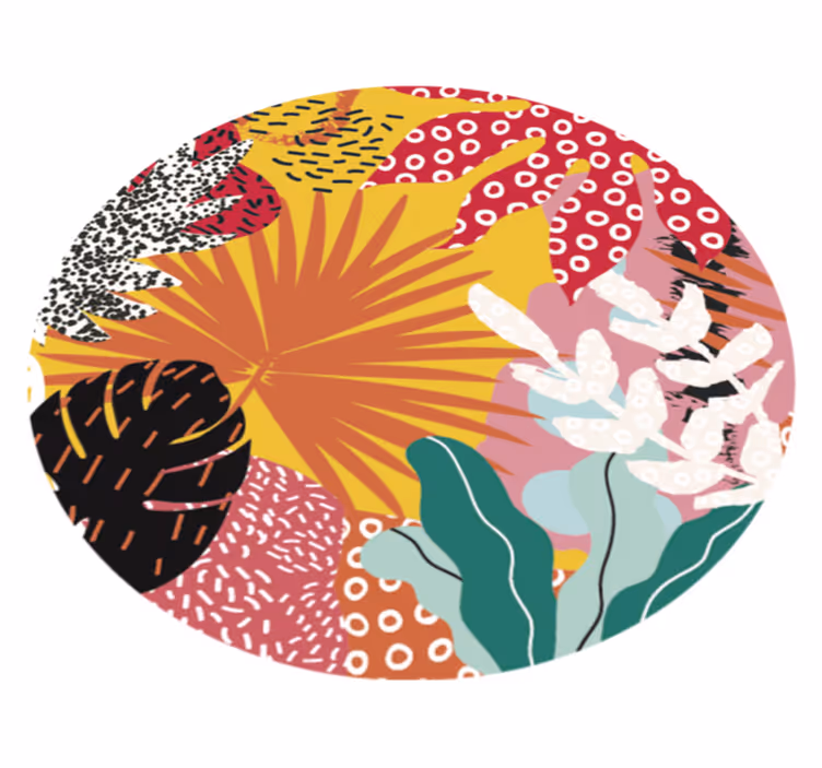 Painted monstera multicolour nature vinyl rug - TenStickers