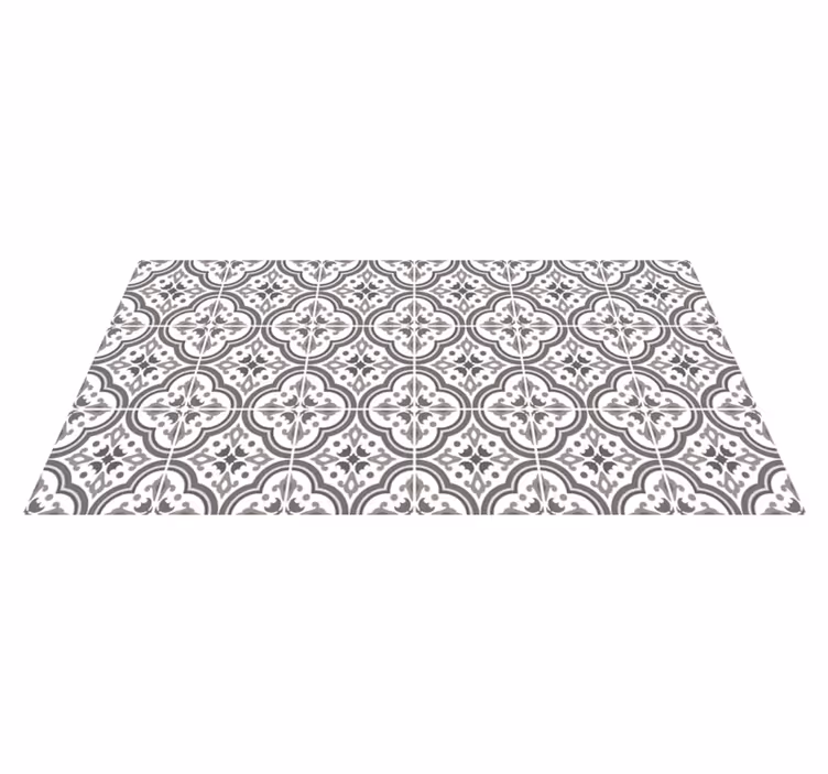 Grey flower and tile  vinyl rug - TenStickers