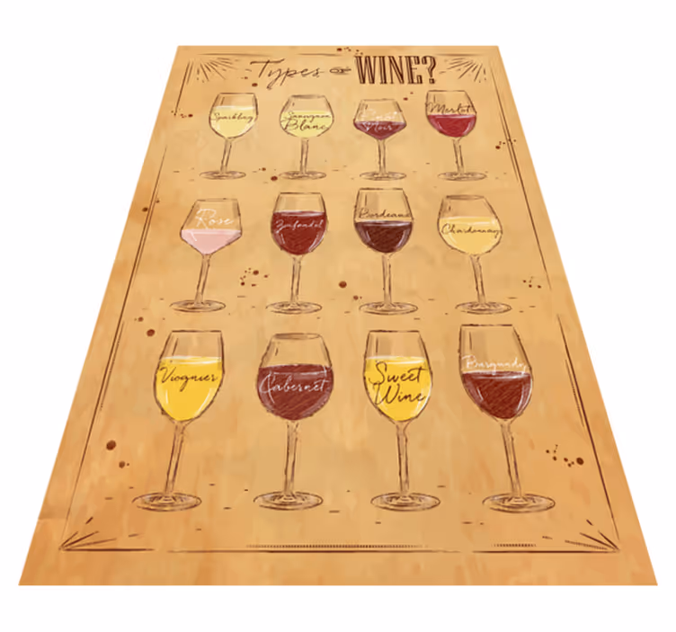 Types of Wine kitchen mat - TenStickers