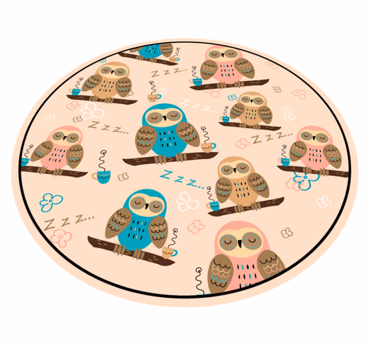 Owl Themed Circle nursery rug - TenStickers