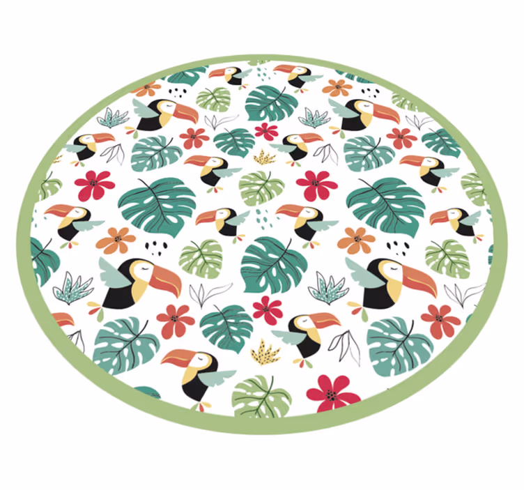 Tropical Leaves and Birds vinyl rug - TenStickers