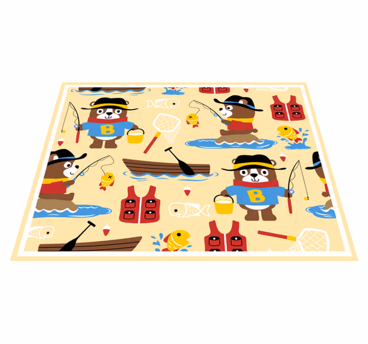 Fishing Bear Adventure kids carpet - TenStickers