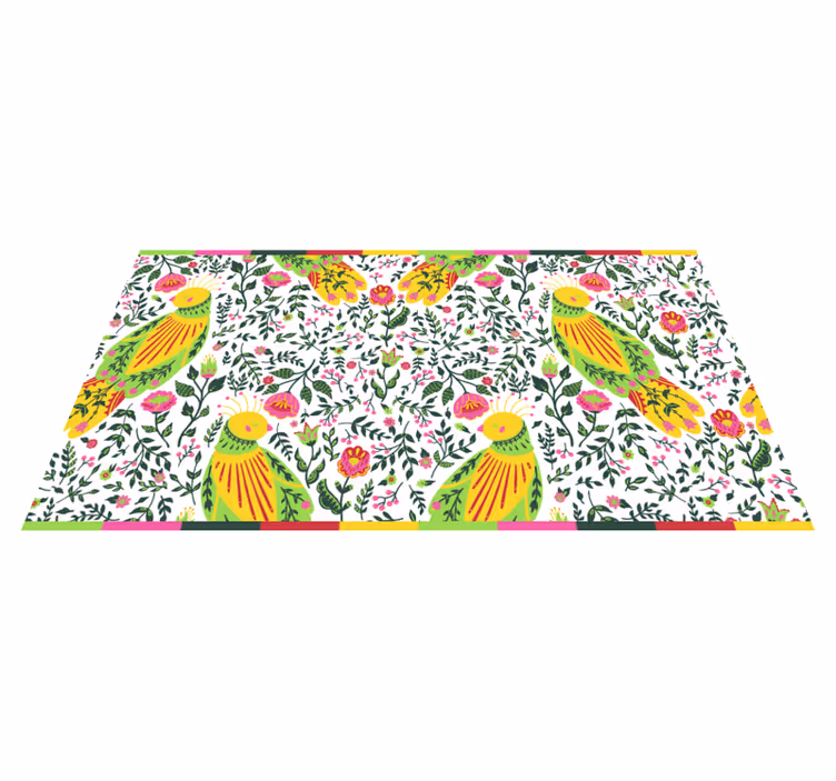 Floral rug with tropical parrot design - TenStickers