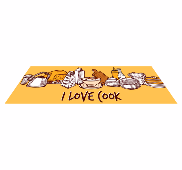 Kitchen vinyl mat i love cooking - TenStickers