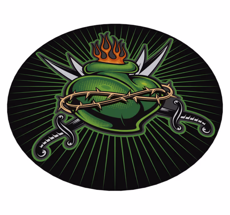 Fiery Sword Heart game rug - TenStickers