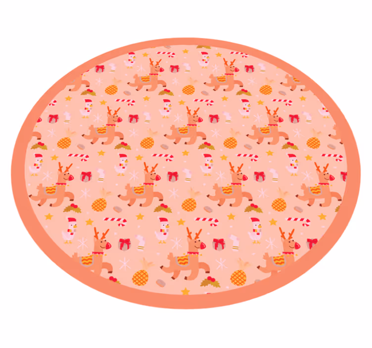 Festive Reindeer Circle christmas rug - TenStickers