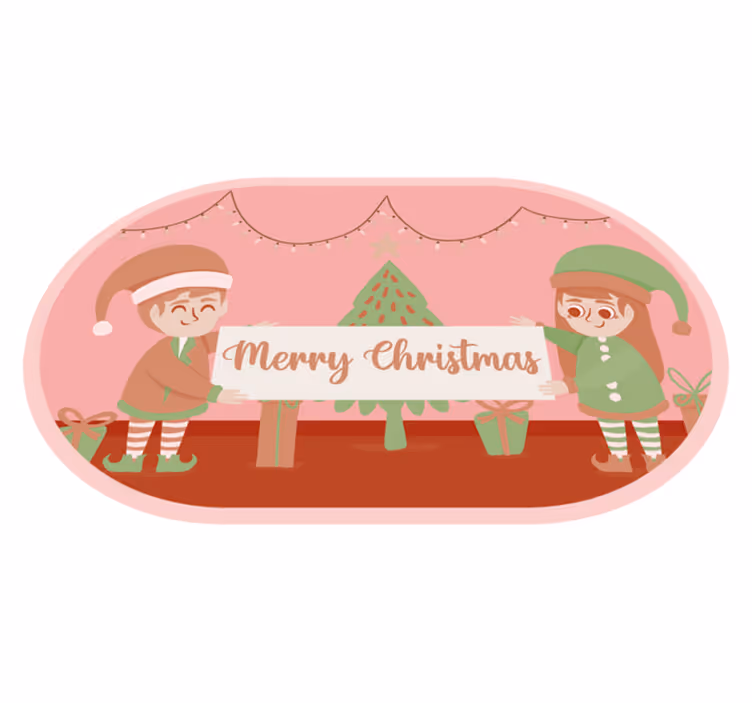 Festive Elves Scene christmas rug - TenStickers