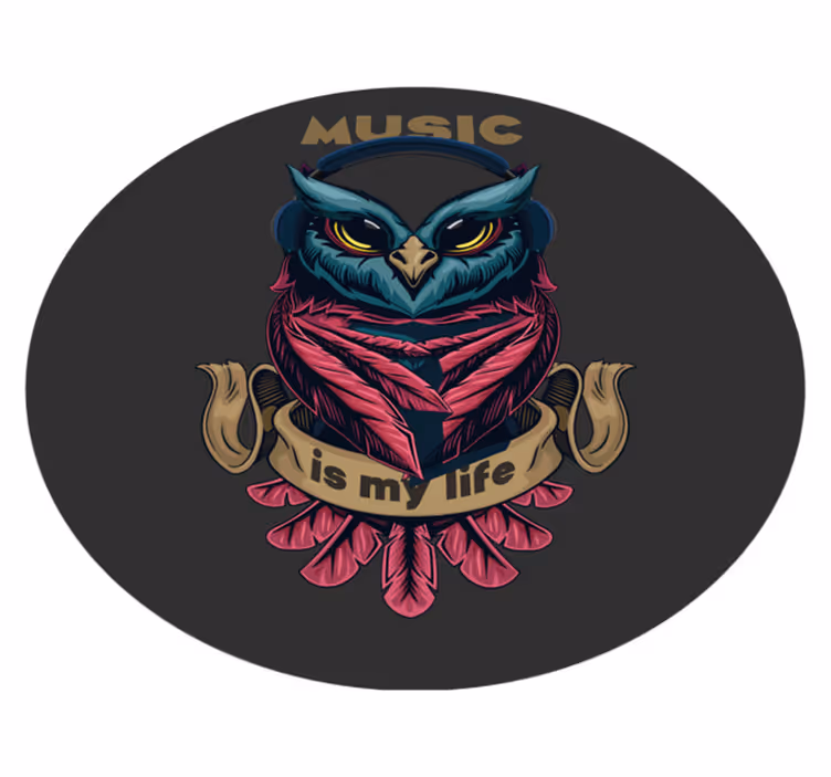 Owl Music Emblem teenage bedroom rug - TenStickers