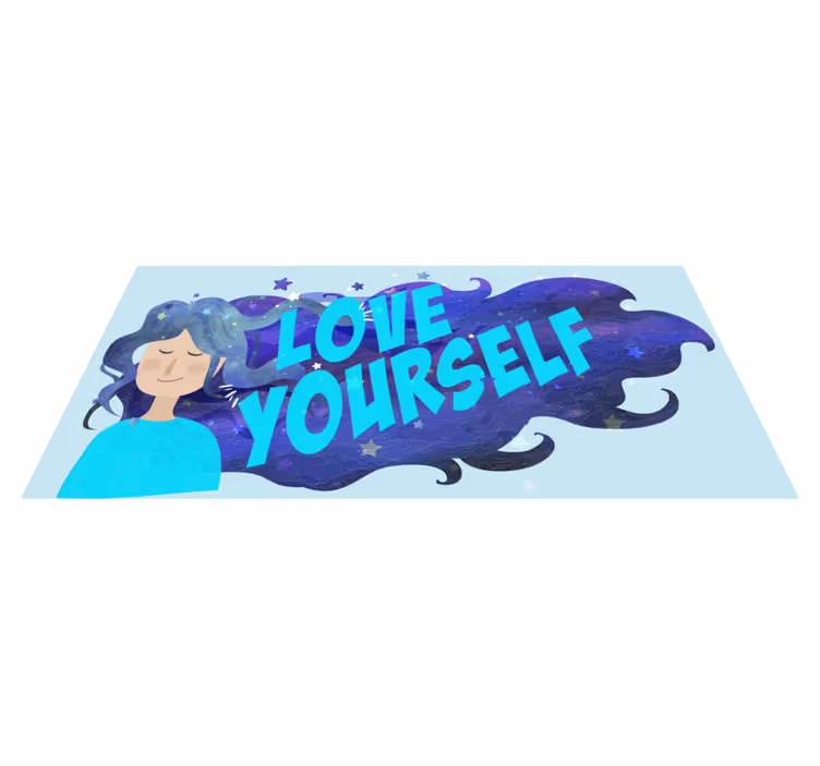 Love Yourself Illustration quote rug - TenStickers