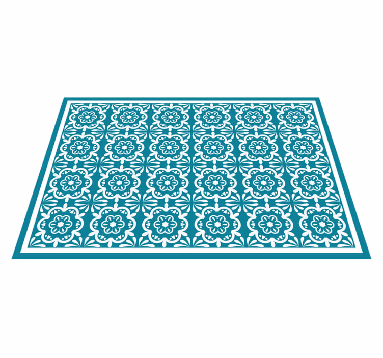 Blue Flowers tile vinyl carpet - TenStickers