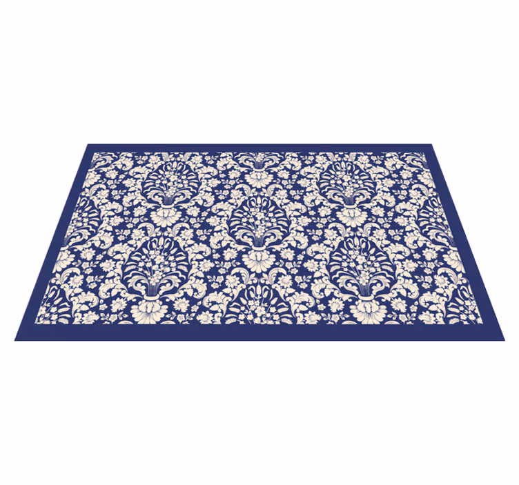 elegant ornaments dark blue modern vinyl  rug - TenStickers