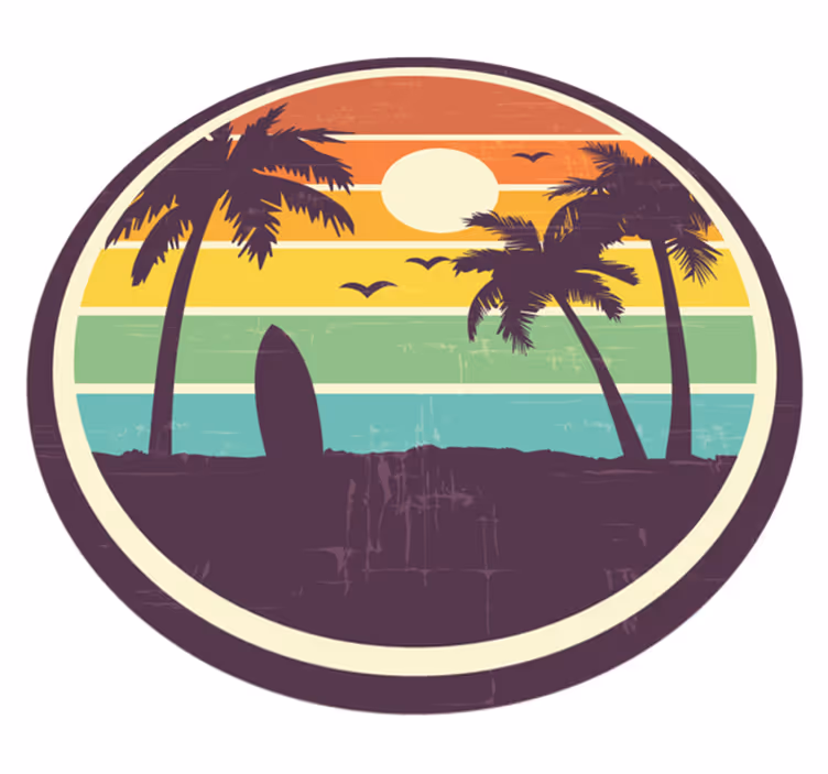 Tropical Sunset Scene nature rug - TenStickers