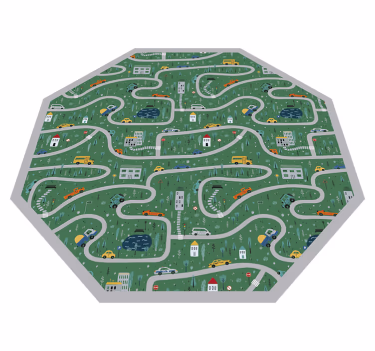 Playful Roadways road map rug - TenStickers