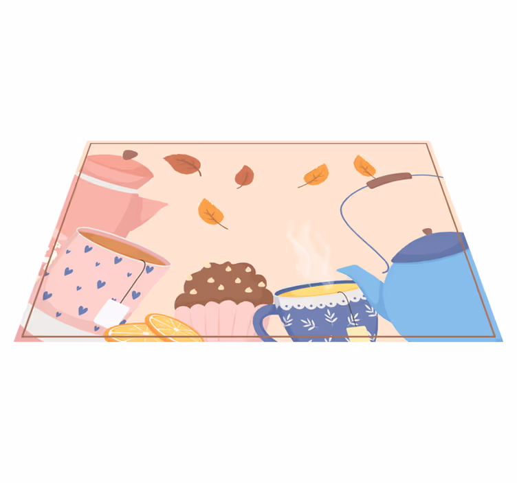Teatime Illustration floral rug - TenStickers