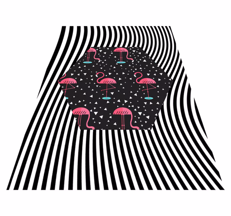 Flamingo Striped Hexagon animal mat - TenStickers