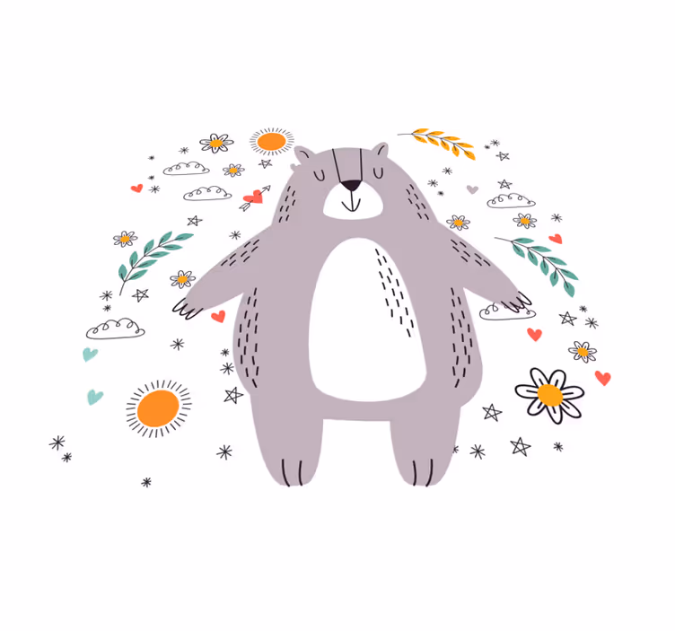 Whimsical Bear Illustration kids carpet - TenStickers