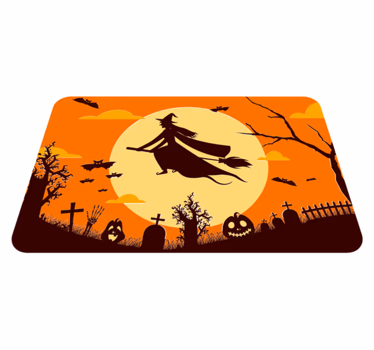 Flying Witch halloween rugs - TenStickers