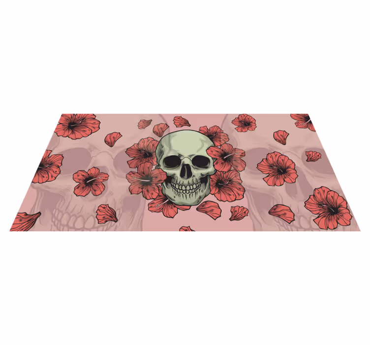 Skull Floral Overlay halloween rugs - TenStickers