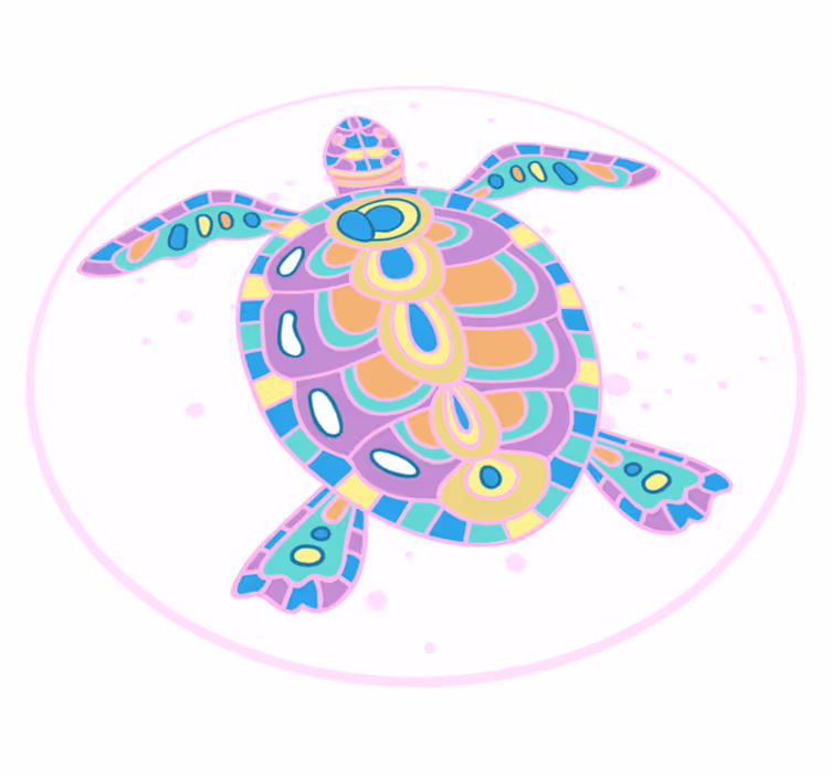 Colorful Turtle Illustration kids carpet - TenStickers