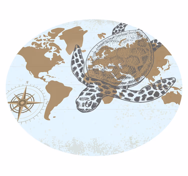 Turtle Compass Map map rug - TenStickers