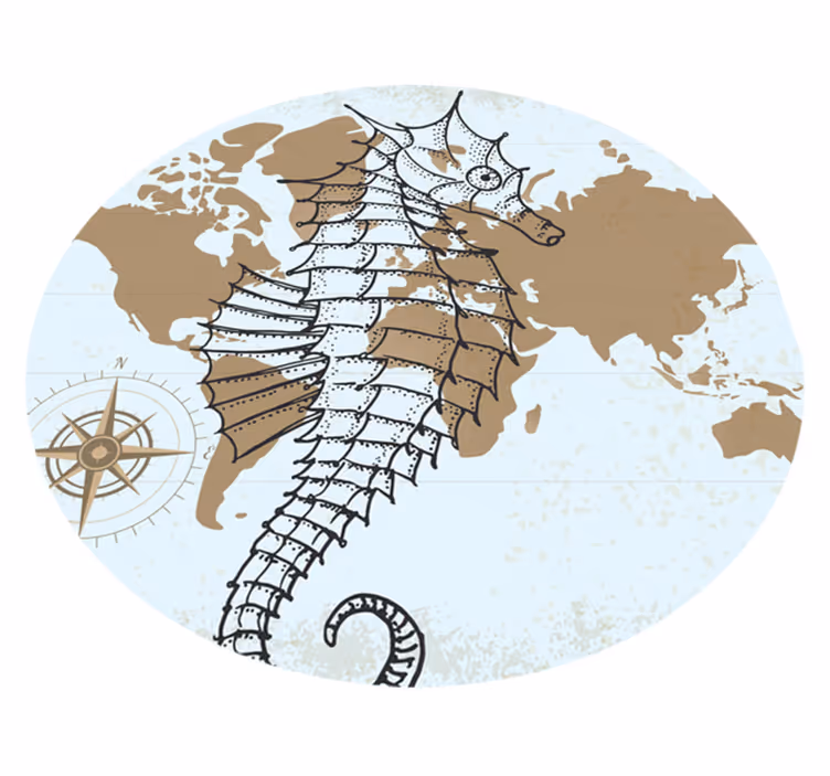 Seahorse Nautical Map animal mat - TenStickers