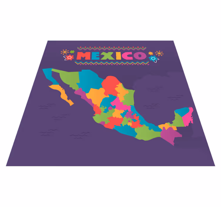 Colorful Mexico Map map rug - TenStickers