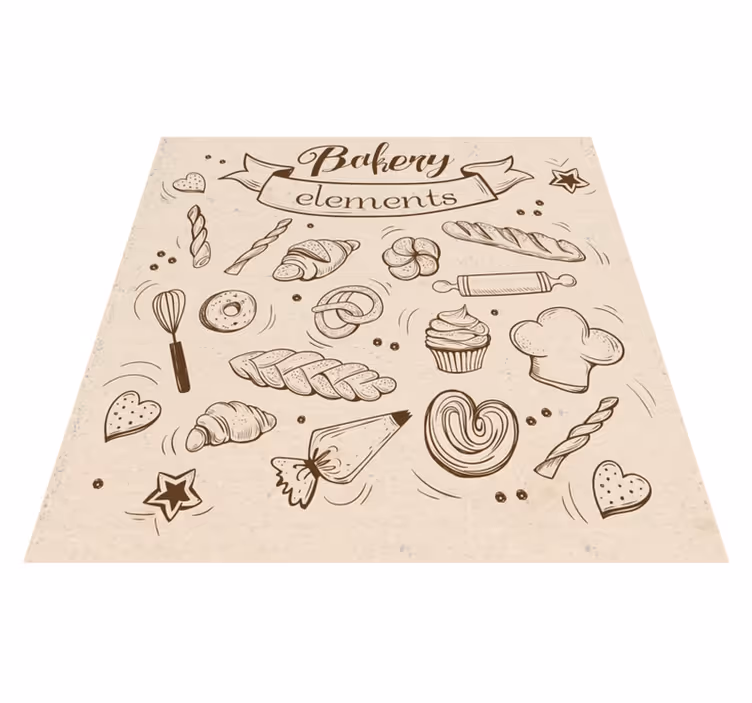 Bakery Themed Illustration kids rug - TenStickers