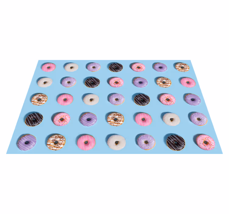 Realistic donuts pattern dining room rug - TenStickers