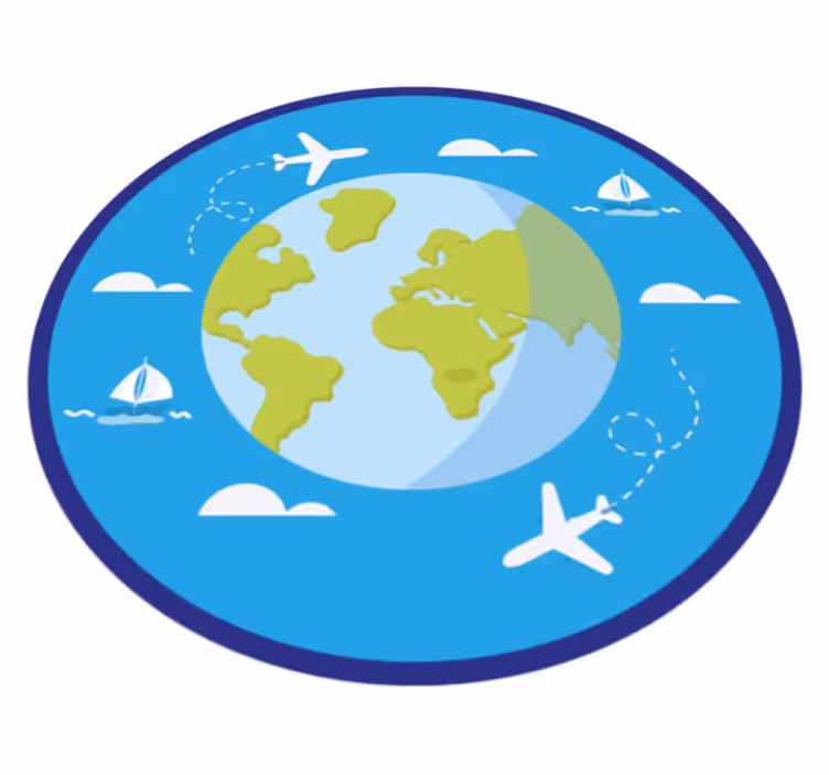 Round modern map world map rug - TenStickers