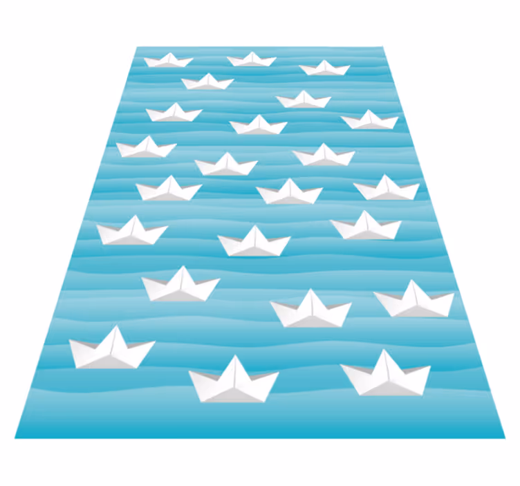 Striped Paper Boats star rug - TenStickers