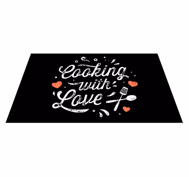 Cooking Love Affair quote rug - TenStickers