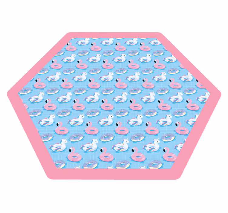 Playful Unicorn Hexagon kids carpet - TenStickers