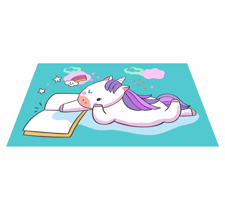 Reading Unicorn kids carpet - TenStickers