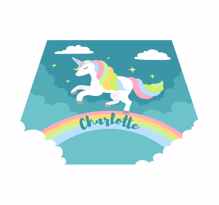 Personalized Rainbow Unicorn nursery rug - TenStickers