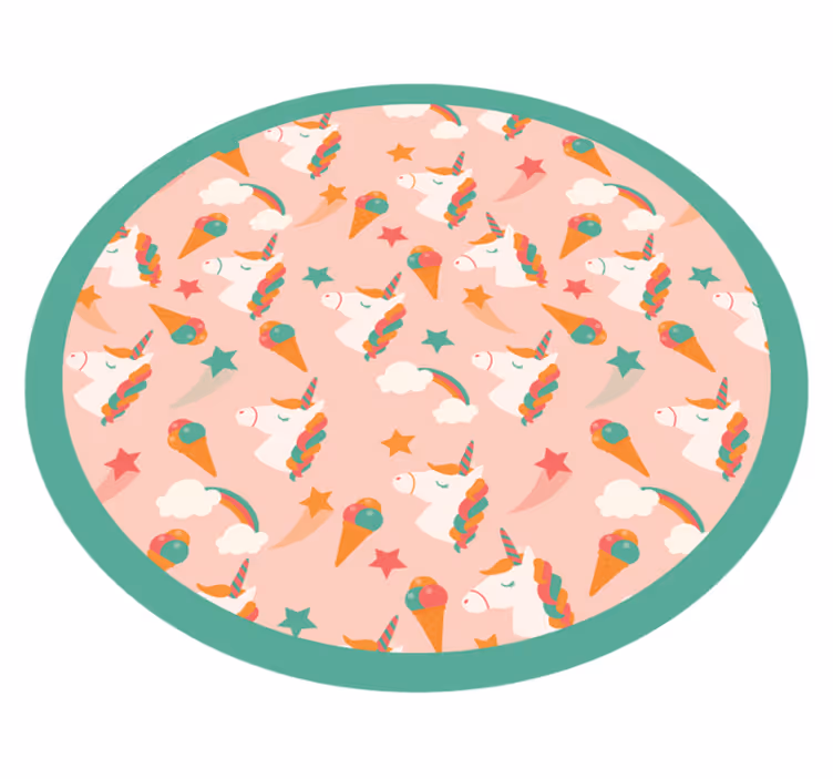Unicorn Motif Circle kids carpet - TenStickers