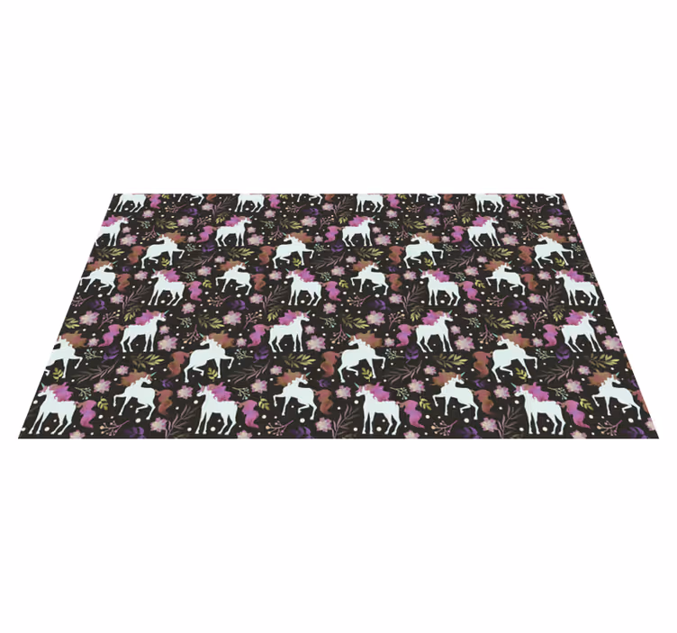 Playful Unicorn Motif kids rug - TenStickers