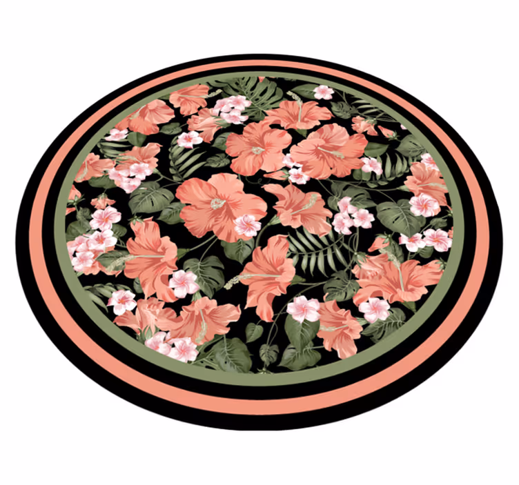Botanical Round Emblem floral rug - TenStickers