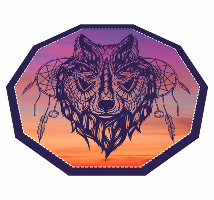 Octagonal Wolf Illustration animal mat - TenStickers